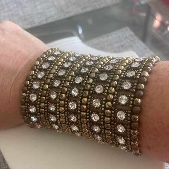 Bracelet elastic impeccable gold dust metal color with zirconia - Picture 1 of 7